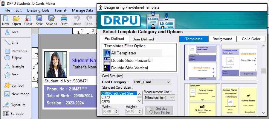 Create Custom Templates using Student ID Card Maker