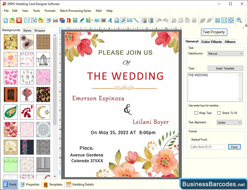 Add text to wedding card