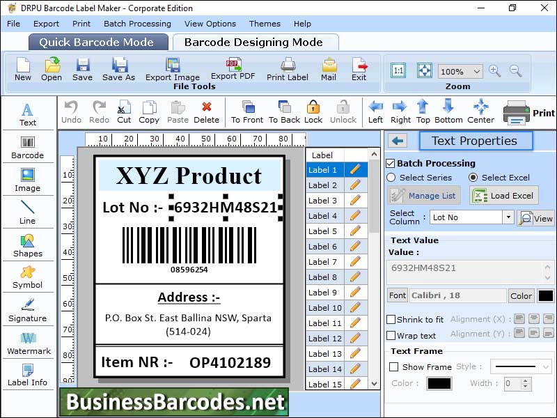 Industrial Barcode Designing Software screenshot