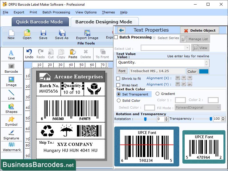 Printing UPCE Barcode Designing Software 7.2.9.6 full