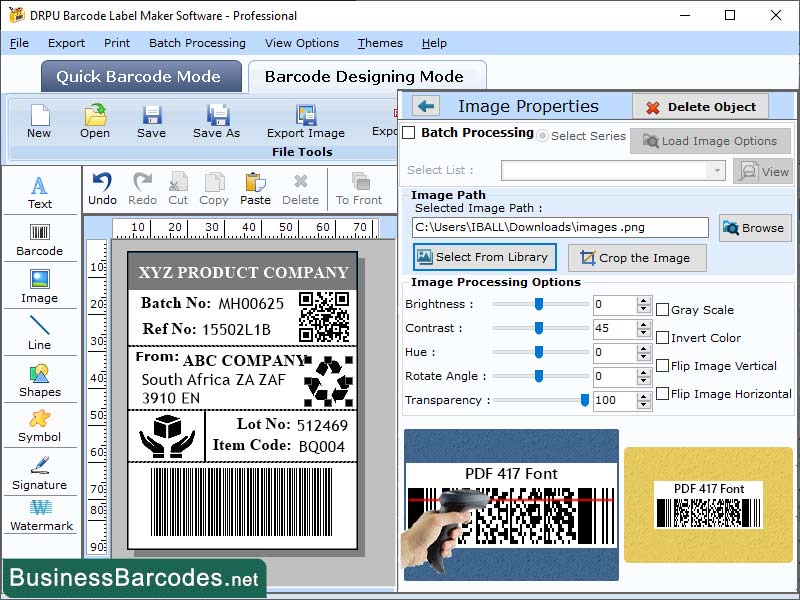 Point-of-sale Pdf417 Barcoding software