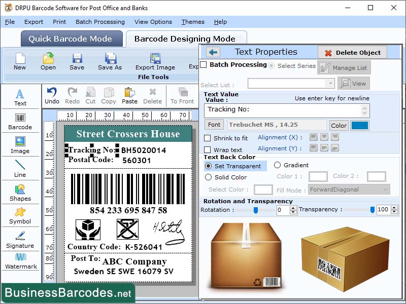 Postal Barcode Label Maker 8.8.7.9 full