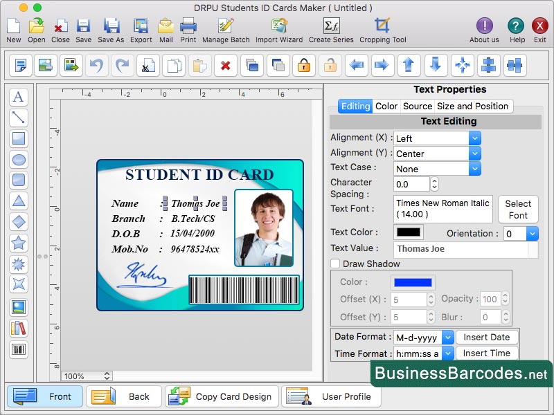 Student Id Card Designer for Mac OS 8.9.4 full