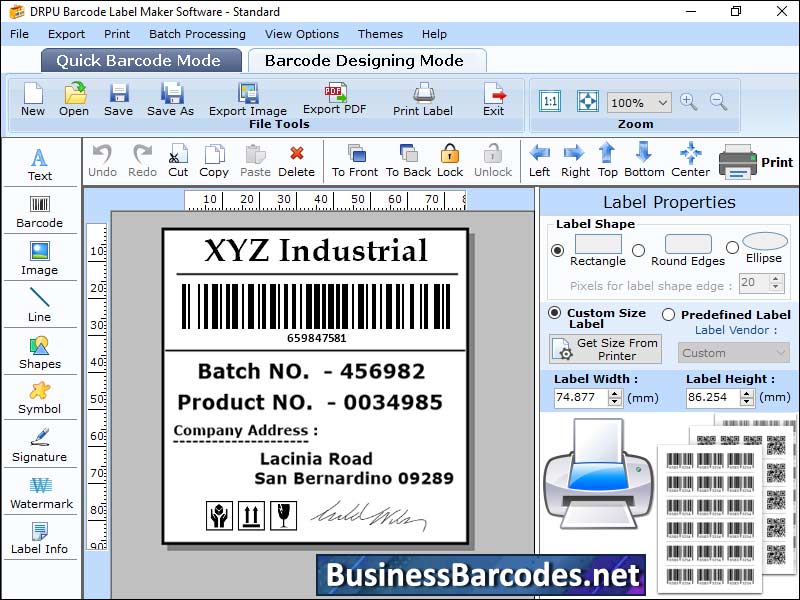 Integrated Barcode Label Maker Tool software