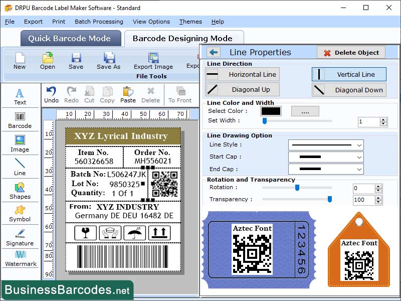 Data Matrix Barcode Labelling Tool screenshot