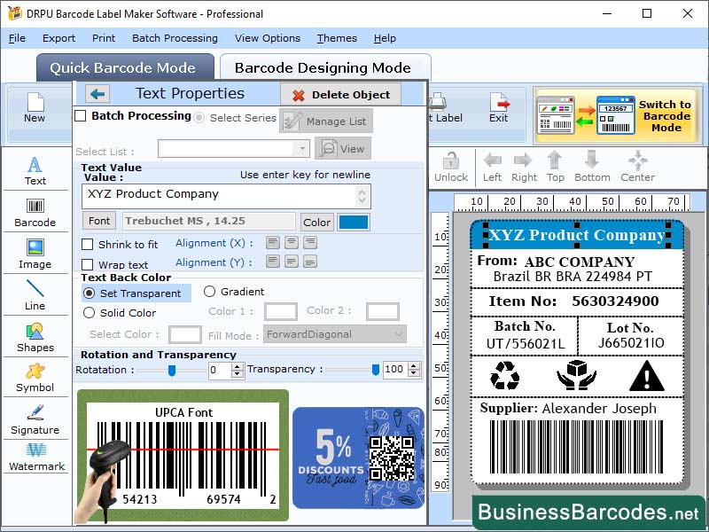 Windows 8 Readable UPCA Barcode Tool full