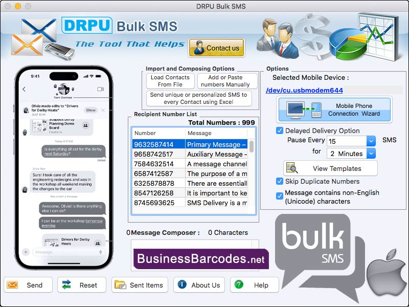 Mac Bulk SMS Sender Tool 7.9.3.6 full