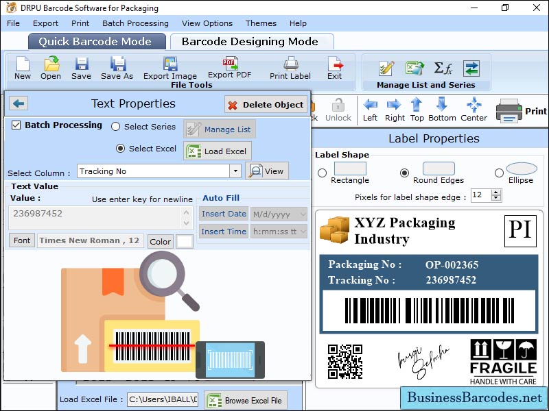 Packaging Barcodes Maker Application screenshot