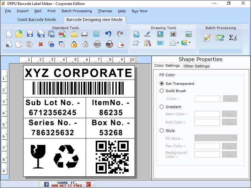 Corporate Barcode Generating App screenshot