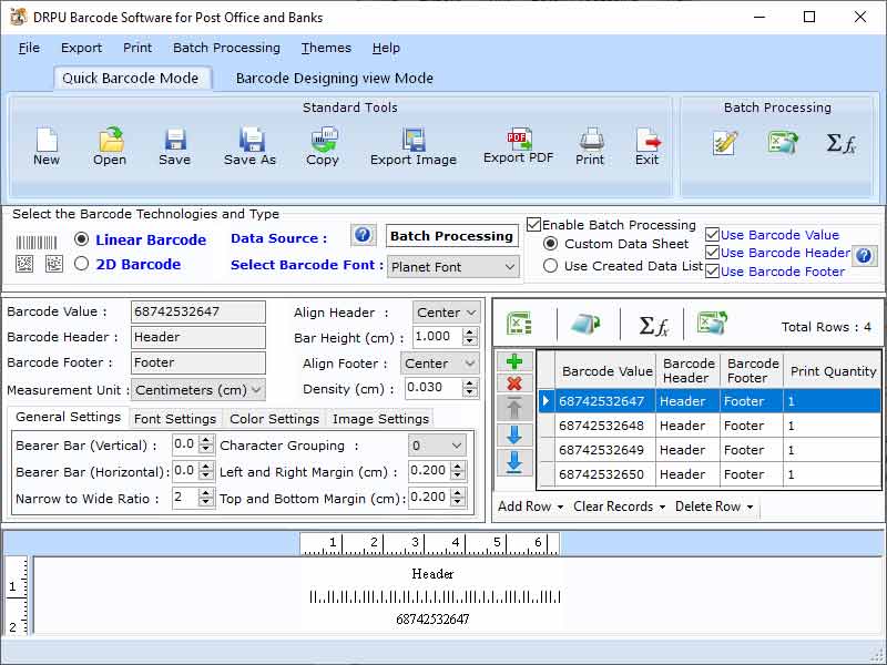 Postal Barcode Label Designing Software screenshot