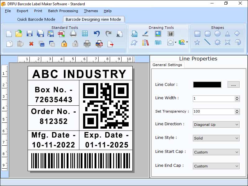 Standard Barcode Sticker Creator Program screenshot