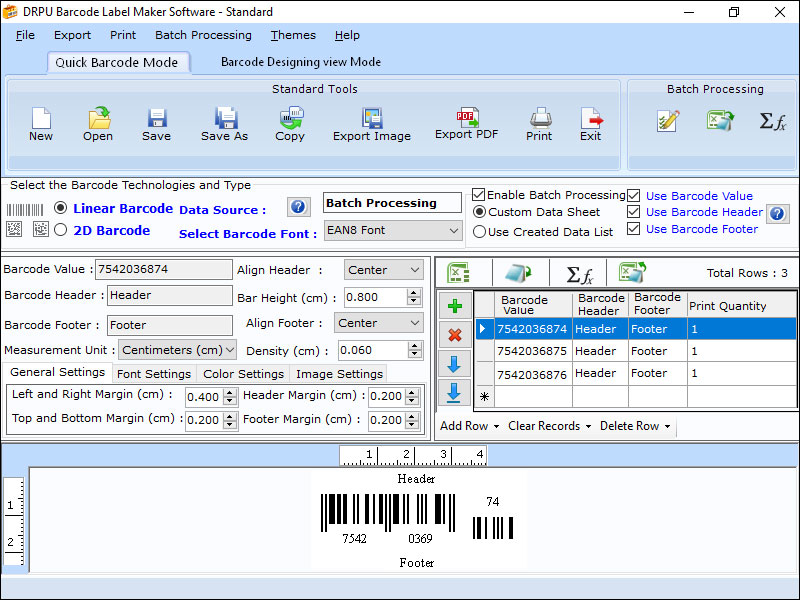 Windows Standard Barcode Label Designer Screenshot